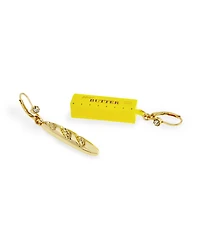 Betsey Johnson Faux Stone Girl Dinner Baguette Butter Drop Earrings