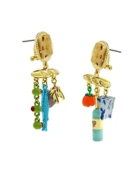 Betsey Johnson Faux Stone Girl Dinner Charcuterie Drop Earrings