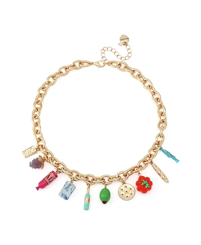 Betsey Johnson Multi-Colored Girl Dinner Charcuterie Charm Necklace