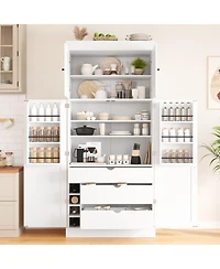 Streamdale Furniture Freestanding Kitchen Pantry Cabinet with Storage and Wine Racks