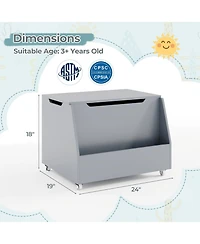 Gouun Wooden Mobile Toy Storage Organizer with Bookshelf and Lockable Wheels