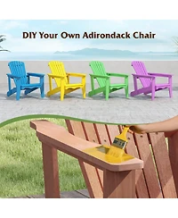 Sugift Solid Wood Adirondack Chair with High Backrest and Wide Armrests