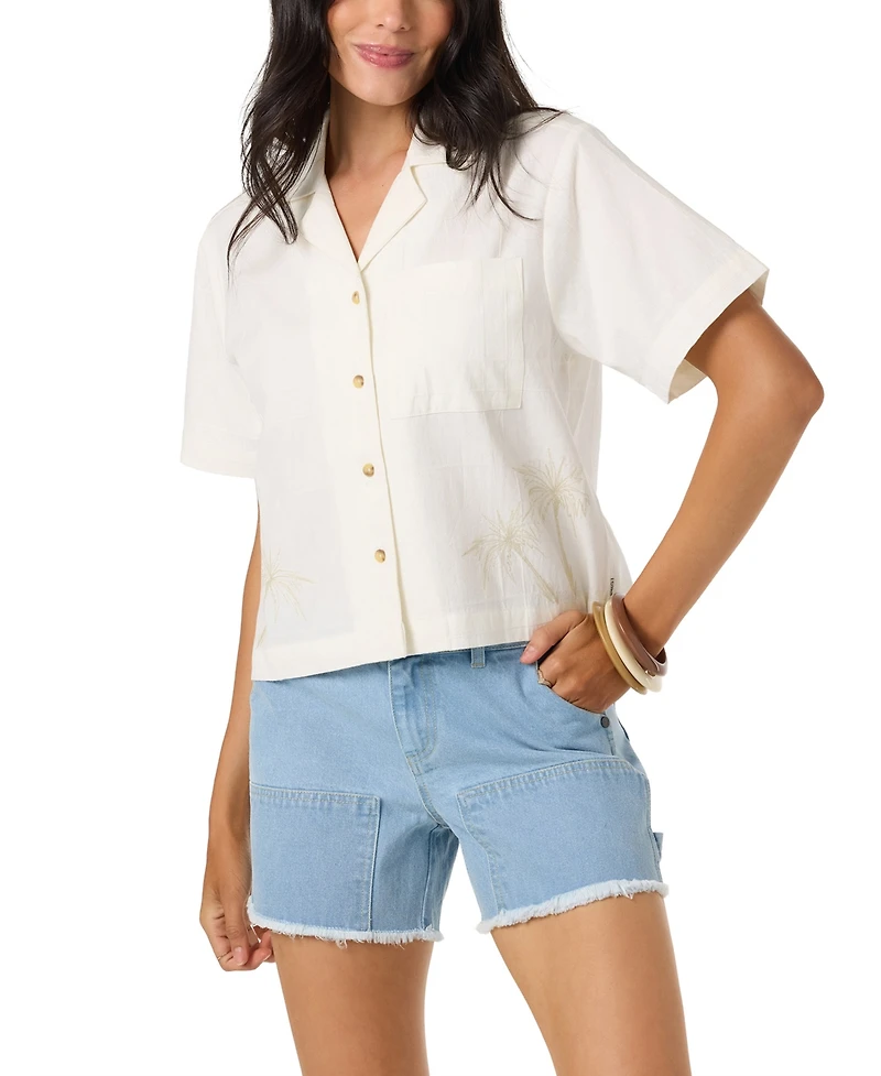 O'Neill Women's Cotton Channing Palma Short-Sleeve Shirt