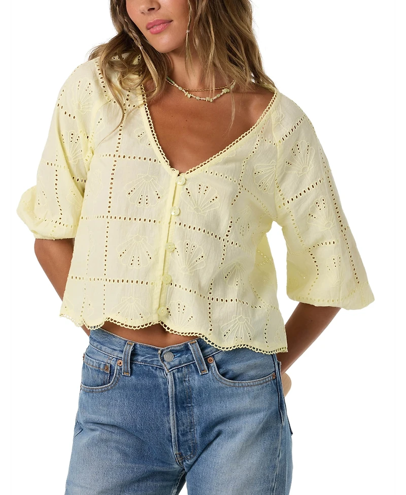 O'Neill Women's Cotton V-Neck Flora Top