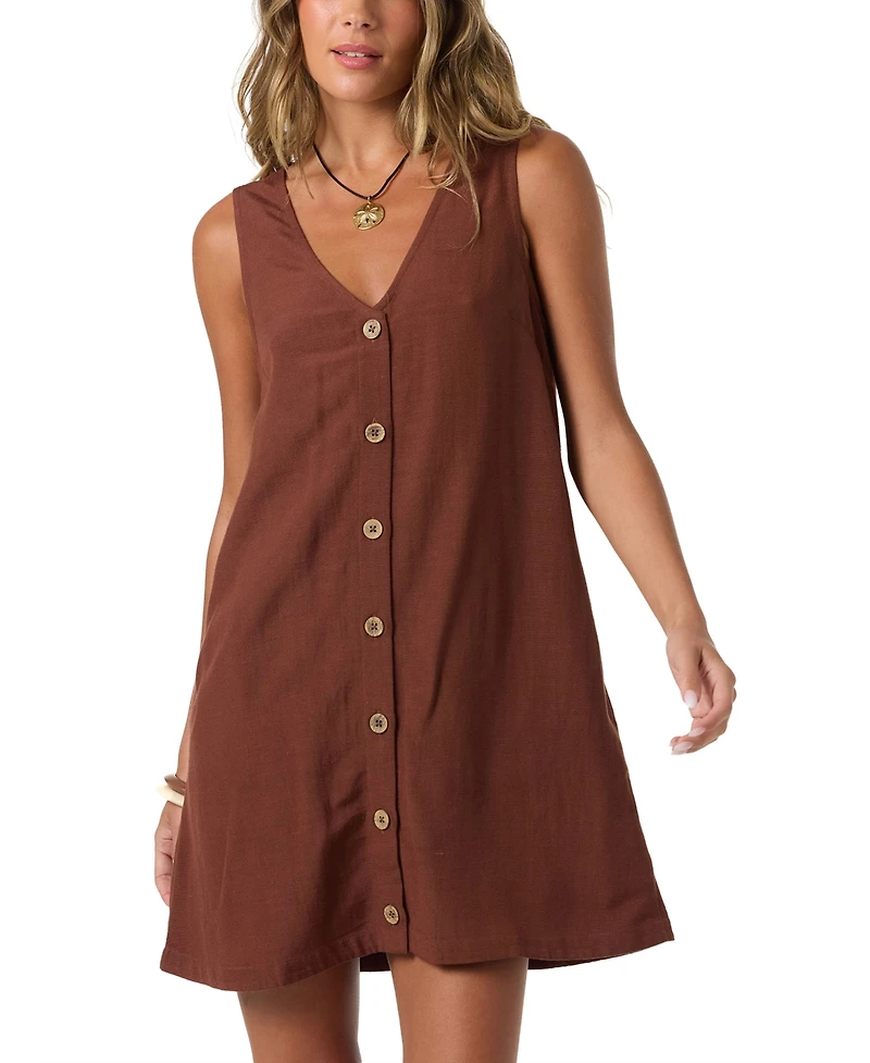 O'Neill Women's Sanders Button-Front Woven Mini Dress