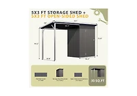 Aecojoy Outdoor Open-Sided Storage Shed Metal Shed