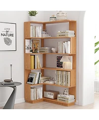 Streamdale Furniture 90cm L-Shape 5-Tier Corner Bookshelf with Anti-Tip
