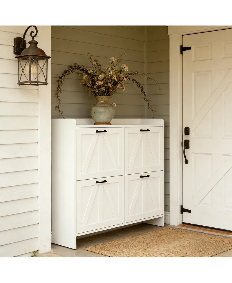 Streamdale Furniture Modern Entryway Shoe Cabinet with 4 Flip Drawers