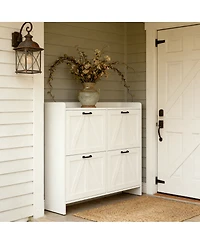 Streamdale Furniture Modern Entryway Shoe Cabinet with 4 Flip Drawers