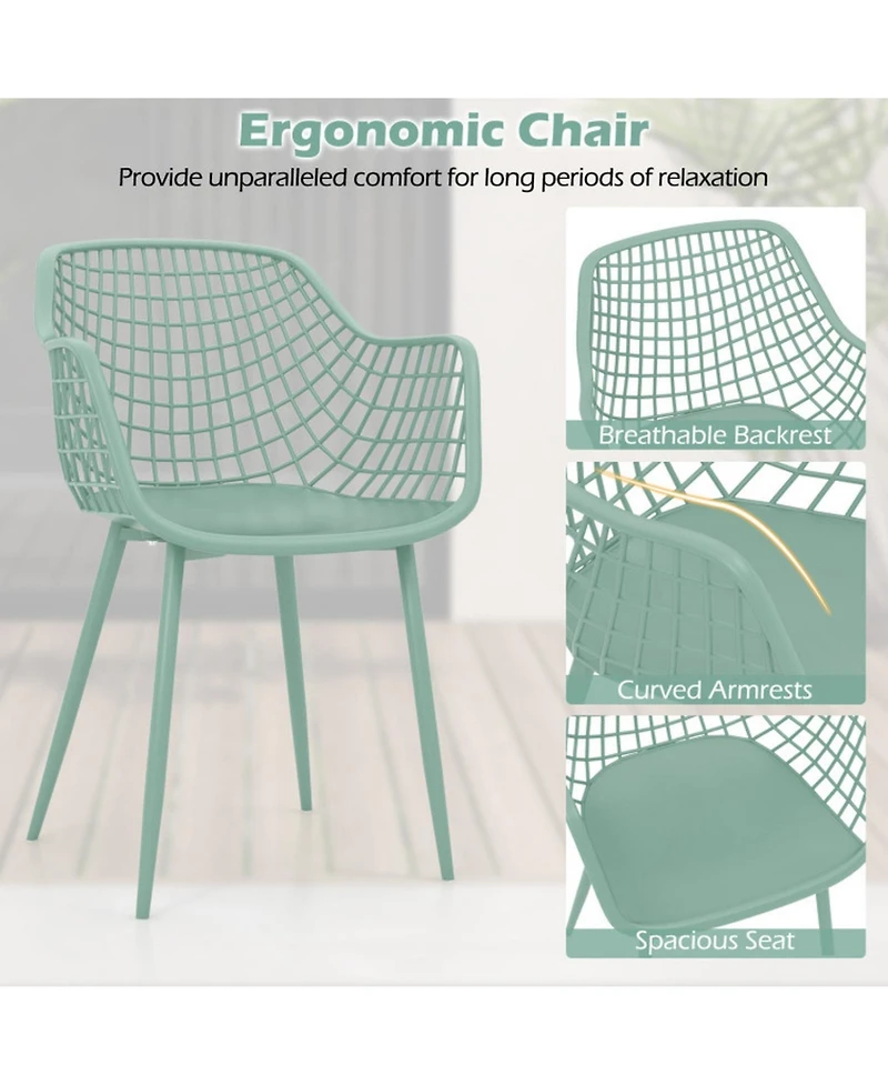 Sugift 3 Piece Patio Chair Set with Pp Seat and Tabletop for Porch