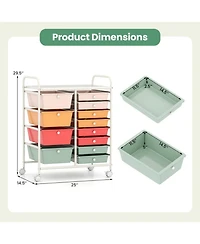 Gouun 12-Drawer Rolling Organizer Cart with 4 Large and 8 Medium Pp Drawers
