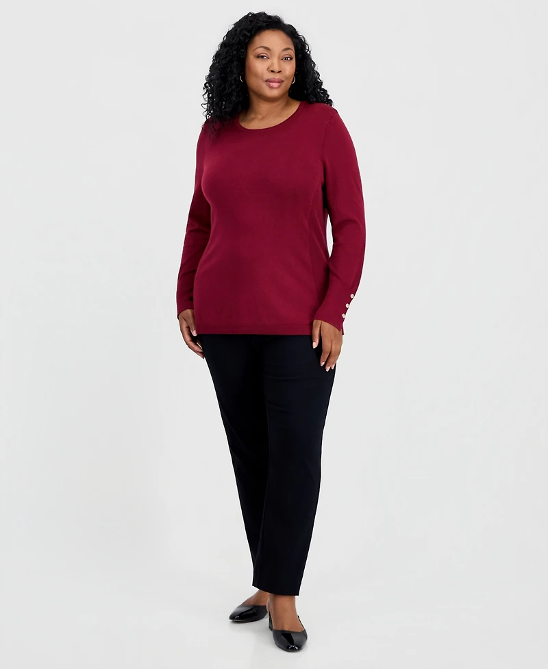 Jm Collection Plus Crewneck Long-Sleeve Sweater, Macy's Exclusive