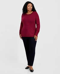Jm Collection Plus Crewneck Long-Sleeve Sweater, Macy's Exclusive