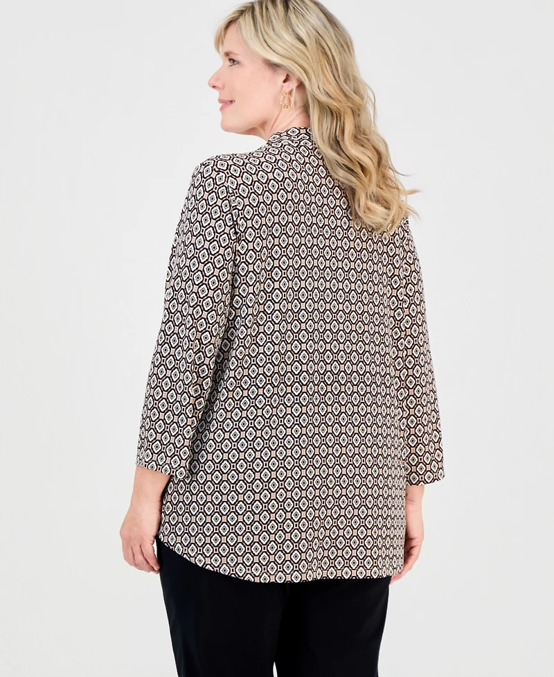 Jm Collection Plus Bazaar V-Neck 3/4-Sleeve Top, Macy's Exclusive