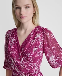 Dkny Women's Surplice V-Neck Balloon-Sleeve Dress