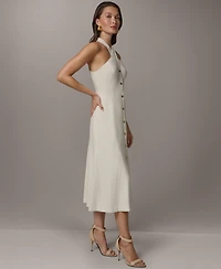 Donna Karan New York Women's Halter A-Line Sleeveless Midi Dress