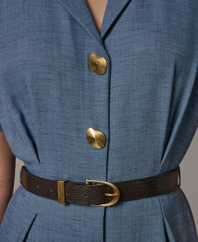 Donna Karan New York Women's Collared V-Neck Short-Sleeve Jumpsuit