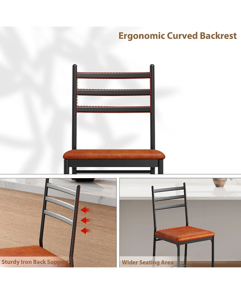 gaomon Bar Stools Set of 4 Faux Leather Bar Chair with Back Thick Cushion Upholstered Counter Height Bar Stools with Footrest for Kitchen Island