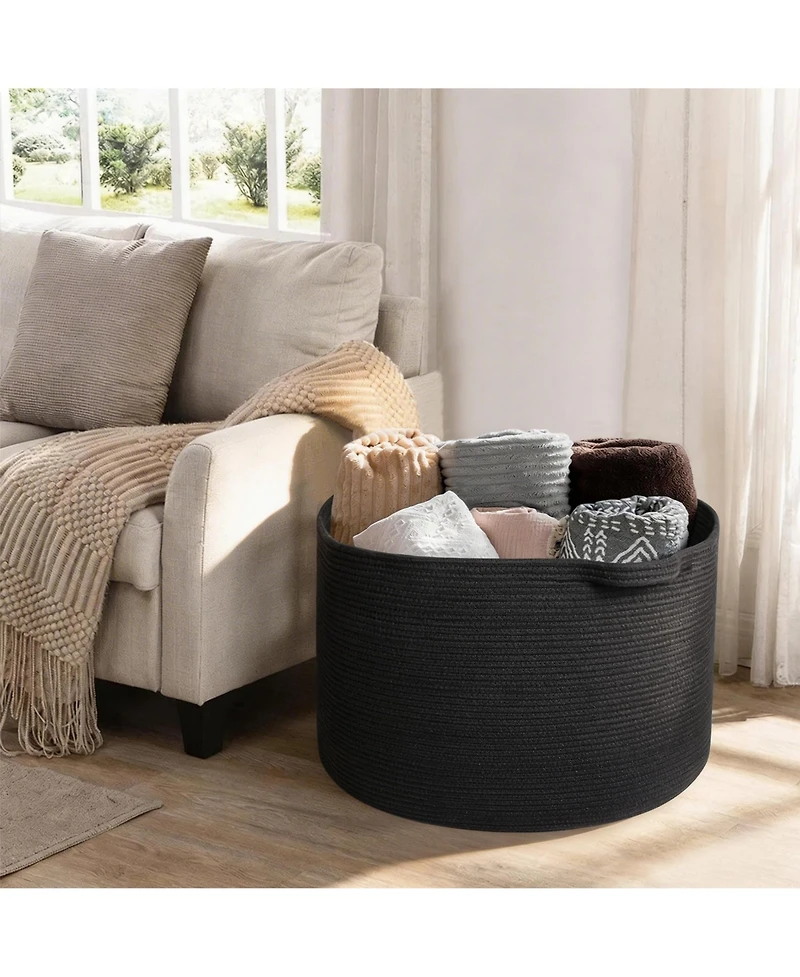 Gnuadz Rope Blanket Basket Storage Bin Organizer Wicker Box 88L Gift