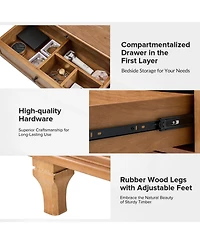 Hulala Home Arthelia Traditional 28.37''W 3-Drawer End Table with Charging Station