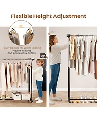 Gouun Double Rod Rolling Garment Rack with Adjustable Height from 42 to 69 in