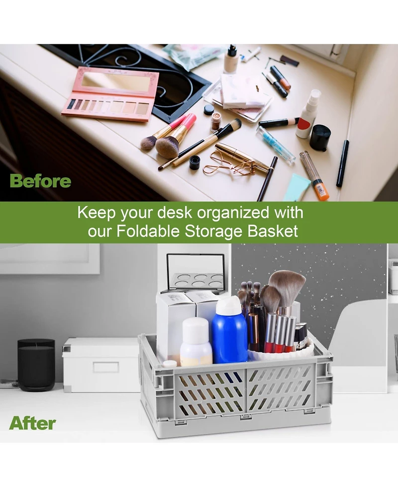 Gnuadz 4Pack Plastic Storage Baskets Collapsible Crates Organizing Mini Bins