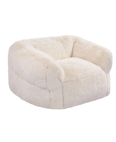 Gouun Fluffy Plush Bean Bag Chair with Armrests, High-Density Foam Filling