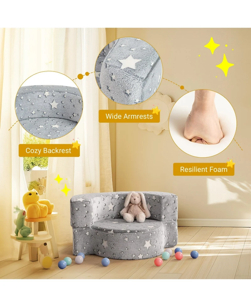 Gouun 2-in-1 Toddler Convertible Sofa Chair with Glow-in-the-Dark Pattern