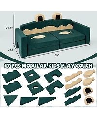 Gouun Modular Kids Play Couch with Velvet Cover for Creative Play