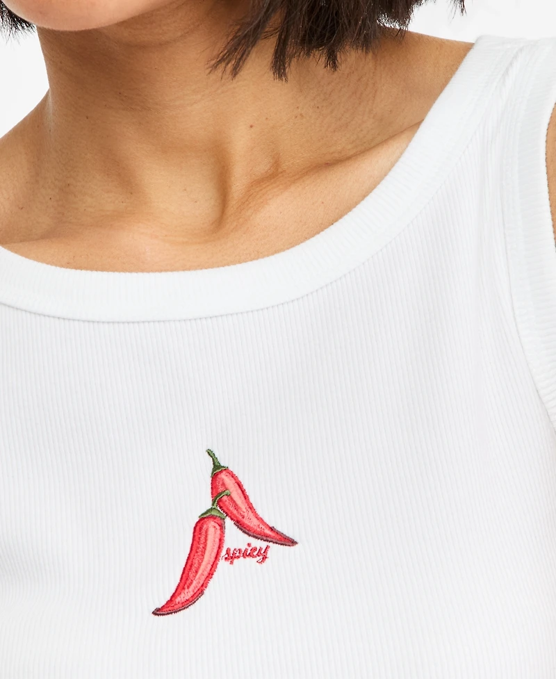 On 34th Women's Embroidered Chili Pepper Ribbed Tank, Macy's Exclusive