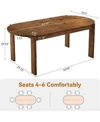 Tribesigns 63" Solid Wood Dining Table for 4-6, Farmhouse Wooden Kitchen Table, Oval Dining Room Table for Kitchen
