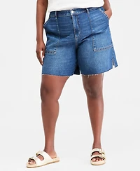 On 34th Trendy Plus Denim Utility Shorts, Macy's Exclusive