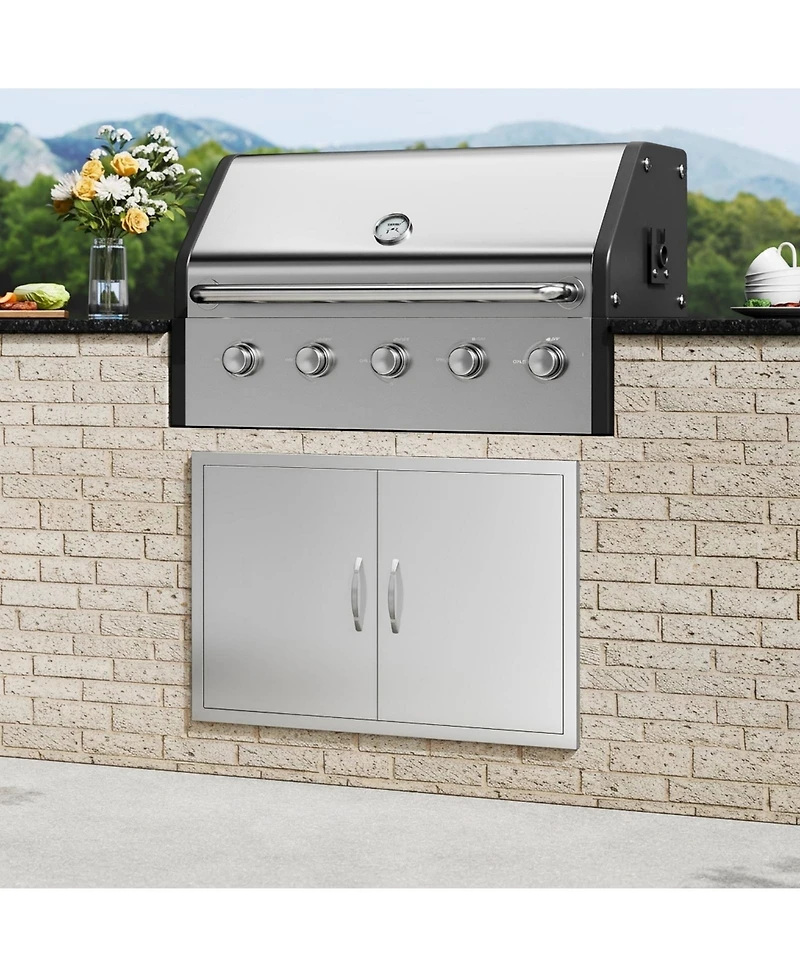 Sugift 36W 24H Double Bbq Access Door for Bbq Island Grilling