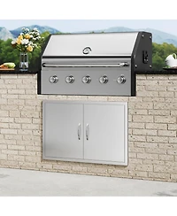 Sugift 36W 24H Double Bbq Access Door for Bbq Island Grilling
