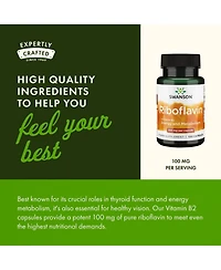 Swanson Vitamin B2 Riboflavin Supplement for Vision Health, Thyroid Function and Supports Energy Production