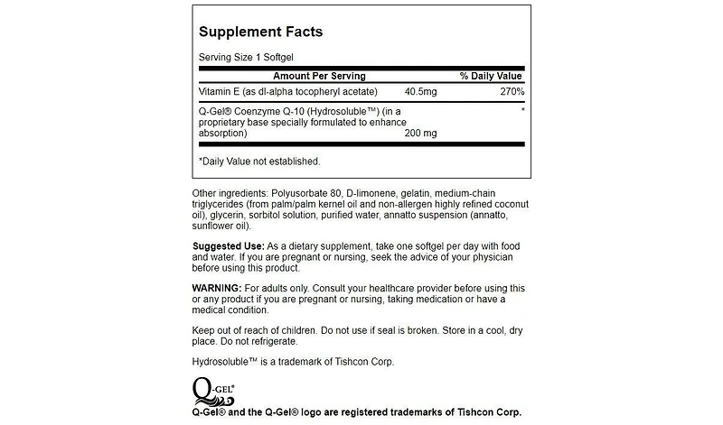 Swanson QGel Mega 200 200 Milligrams 30 Sgels