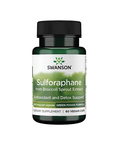 Swanson Sulforaphane Broccoli Sprout Extract, Cellular, Gi and Liver Health, Standardized 0.4% Sulforaphane, 400 mcg, 60 Veggie Capsules