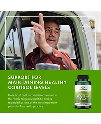 Swanson Holy Basil Leaf (Tulsi) Stress Support and WellBeing Supplement (120 Capsules, 800mg Per Serving)