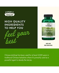 Swanson Chinese Skullcap, Herbal Supplement, Relaxation and Sleep Support, Flavonoid Formula to Soothe Nerves, 400 mg, 90 Capsules
