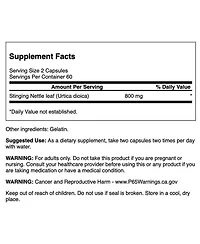 Swanson Stinging Nettle Leaf (Urtica Dioica), Herbal Supplement, Urinary Tract and Respiratory Health Support, Healthy Fluid Balance, 120 Capsules