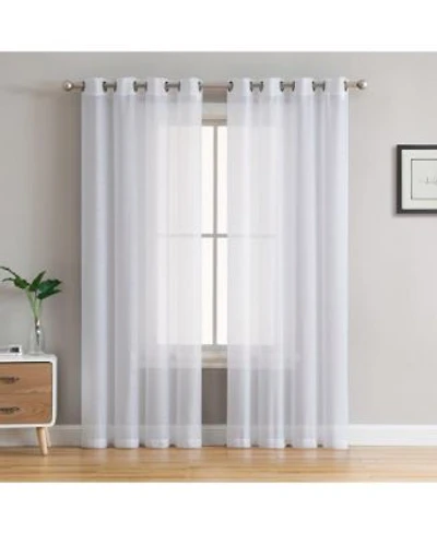 Hlc.Me 2 Piece Semi Sheer Voile Window Curtain Drapes Grommet Panels For Bedroom Living Room Kids Room