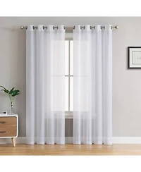 Hlc.Me 2 Piece Semi Sheer Voile Window Curtain Drapes Grommet Panels For Bedroom Living Room Kids Room