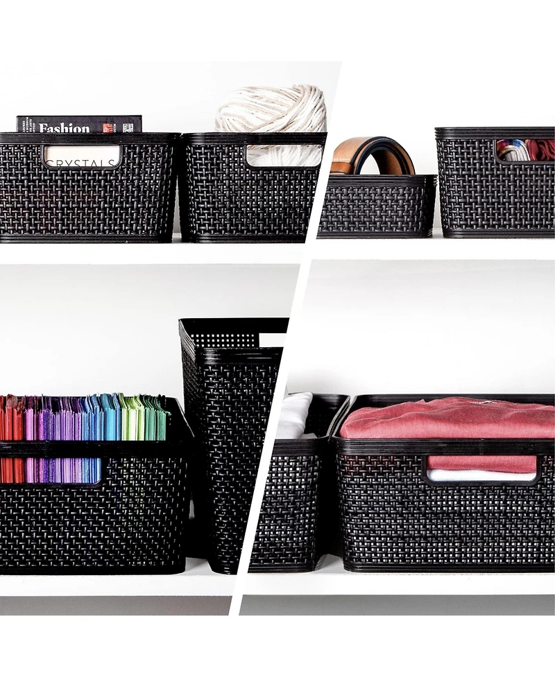 Gnuadz Woven Plastic Basket Home Storage Organization Jute Design Gift