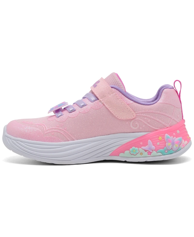 Skechers Little Girls' S-Lights: Butterfly Bliss Light-Up Fastening Strap Casual Sneakers from Finish Line