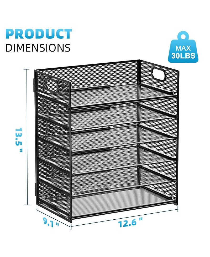 Gnuadz 6 Tier Mesh Desk File Sorter With Handle