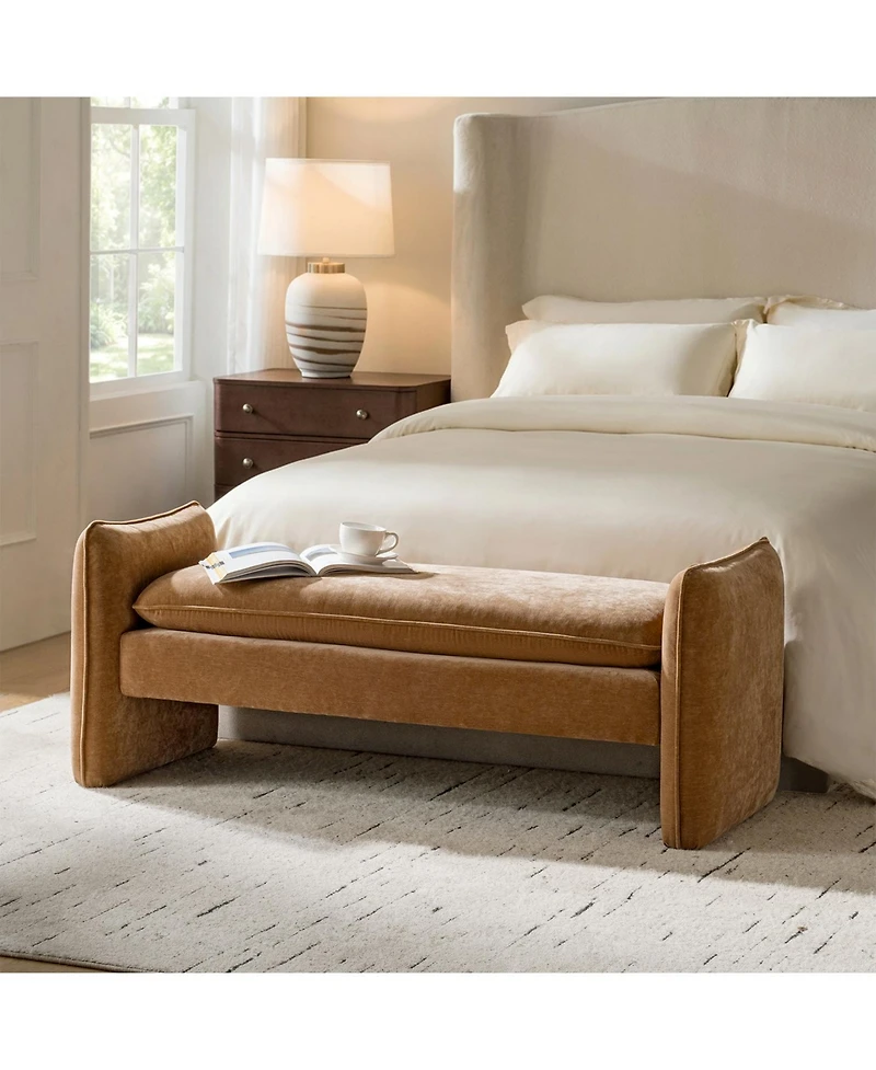 Hulala Home Ella Modern Chenille Fabric Upholstered Bench