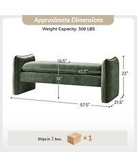 Hulala Home Ella Modern Chenille Fabric Upholstered Bench