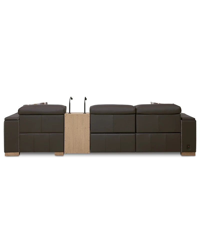 Holtman 4-Piece Leather 2 Power Sofa Chaise Sectional with Console