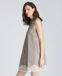 Kenneth Cole Women's Striped Collared Neck Swing Shirt Dress