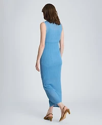 Kenneth Cole Women's Variegated Rib Sleeveless Polo Sweater Dress